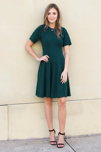 "She's Got Class" Flare Dress (Hunter Green)
