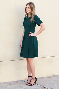 "She's Got Class" Flare Dress (Hunter Green)
