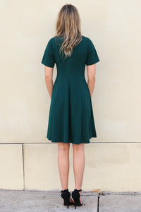 "She's Got Class" Flare Dress (Hunter Green)