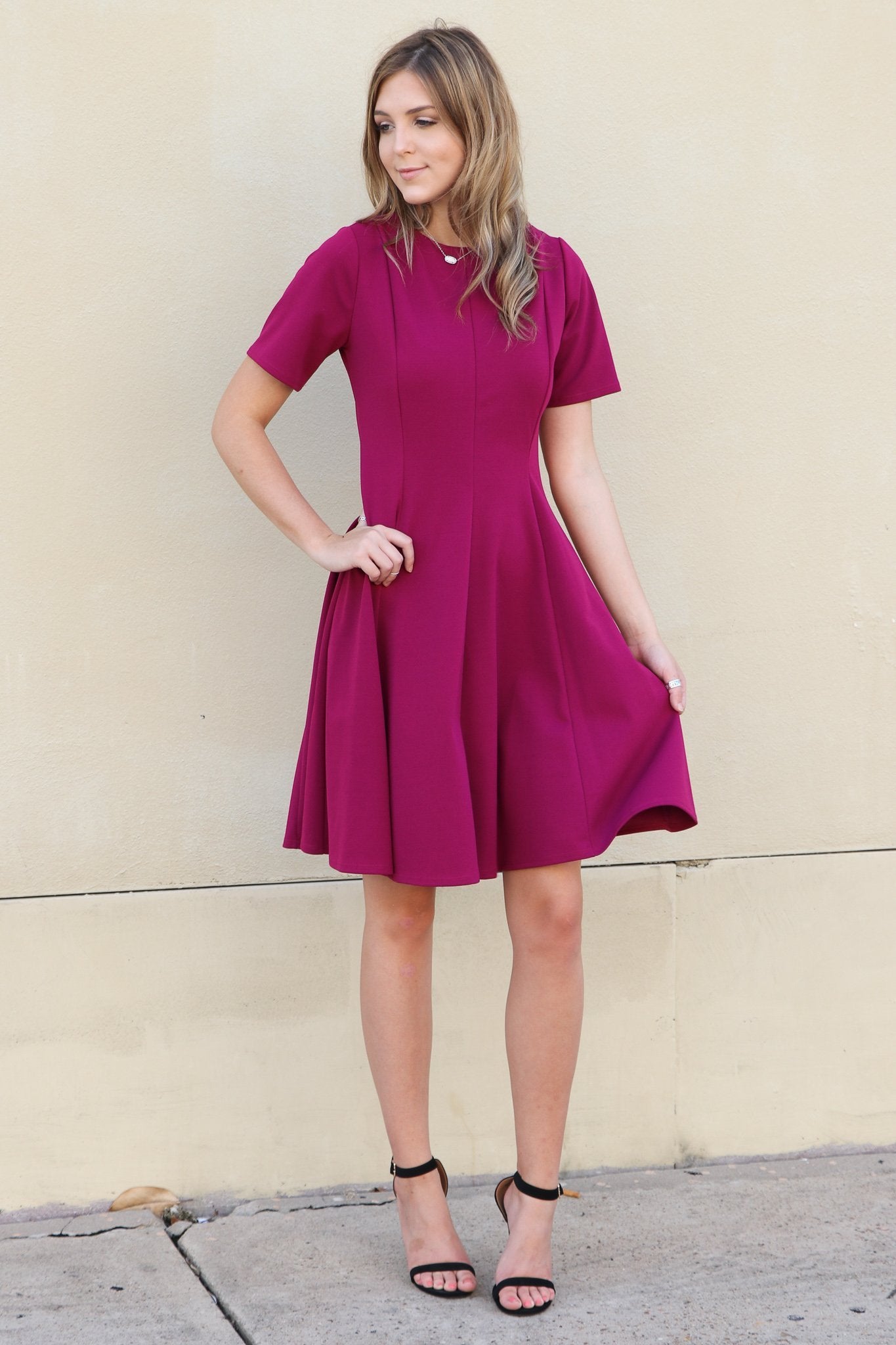 "She's Got Class" Flare Dress (Magenta)