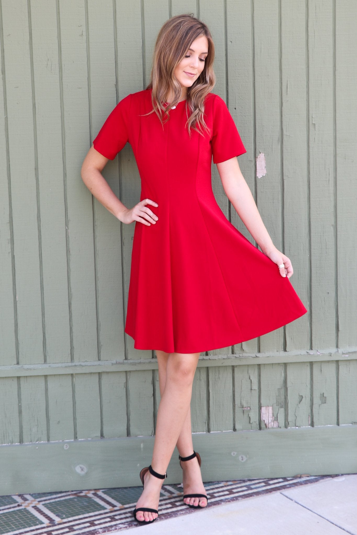 "She's Got Class" Flare Dress (Red)