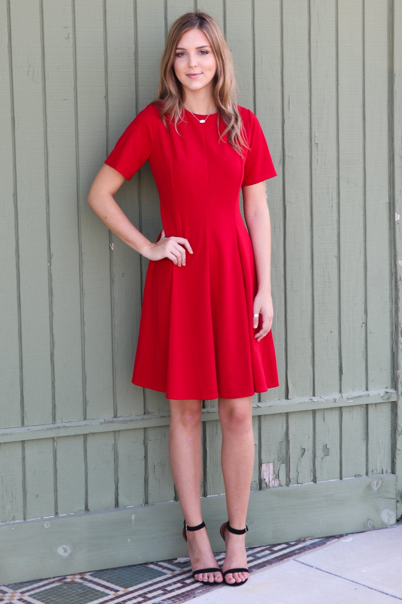 "She's Got Class" Flare Dress (Red)