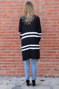 "Can't Say No" Striped Cardigan (Black)