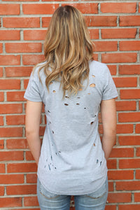 "Back Stage Pass" Distressed Top (Grey)