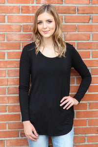 "Your Basic Instinct" Knit Top (Black) - Scoop