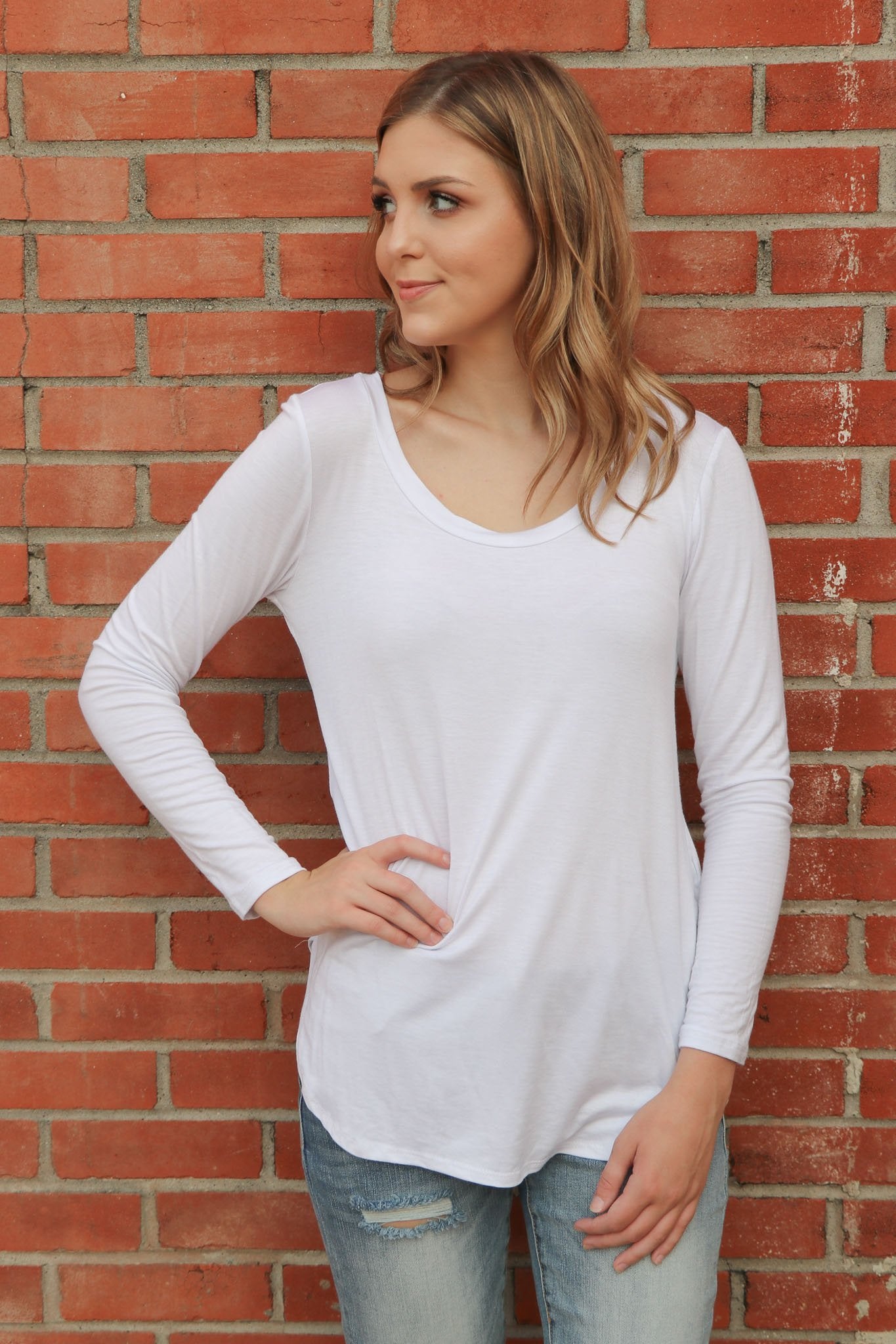 "Your Basic Instinct" Knit Top (White) - Scoop