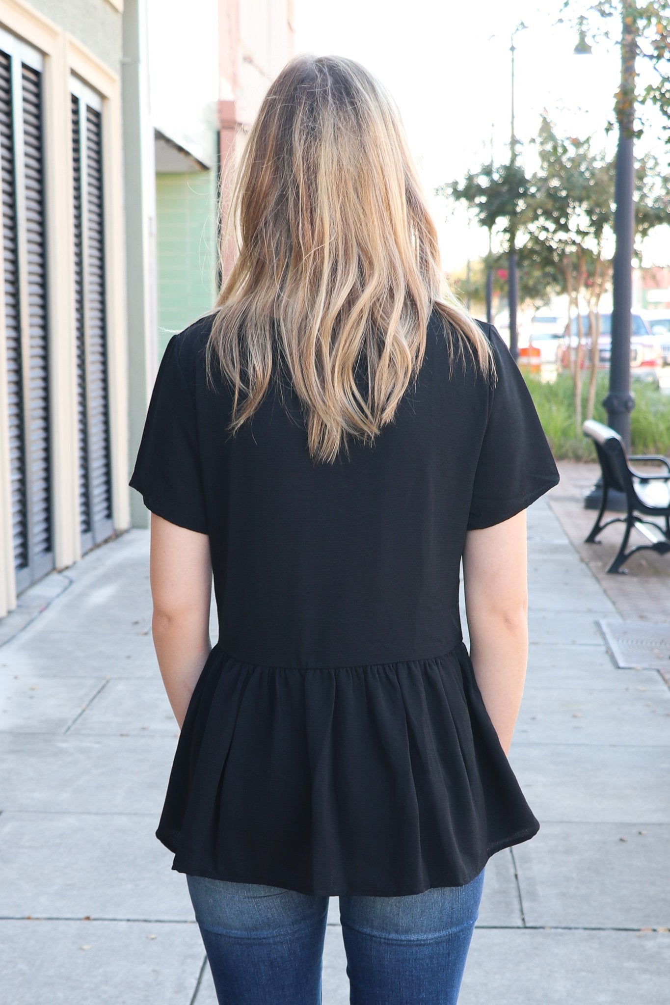 "Desk To Dawn" Peplum Top