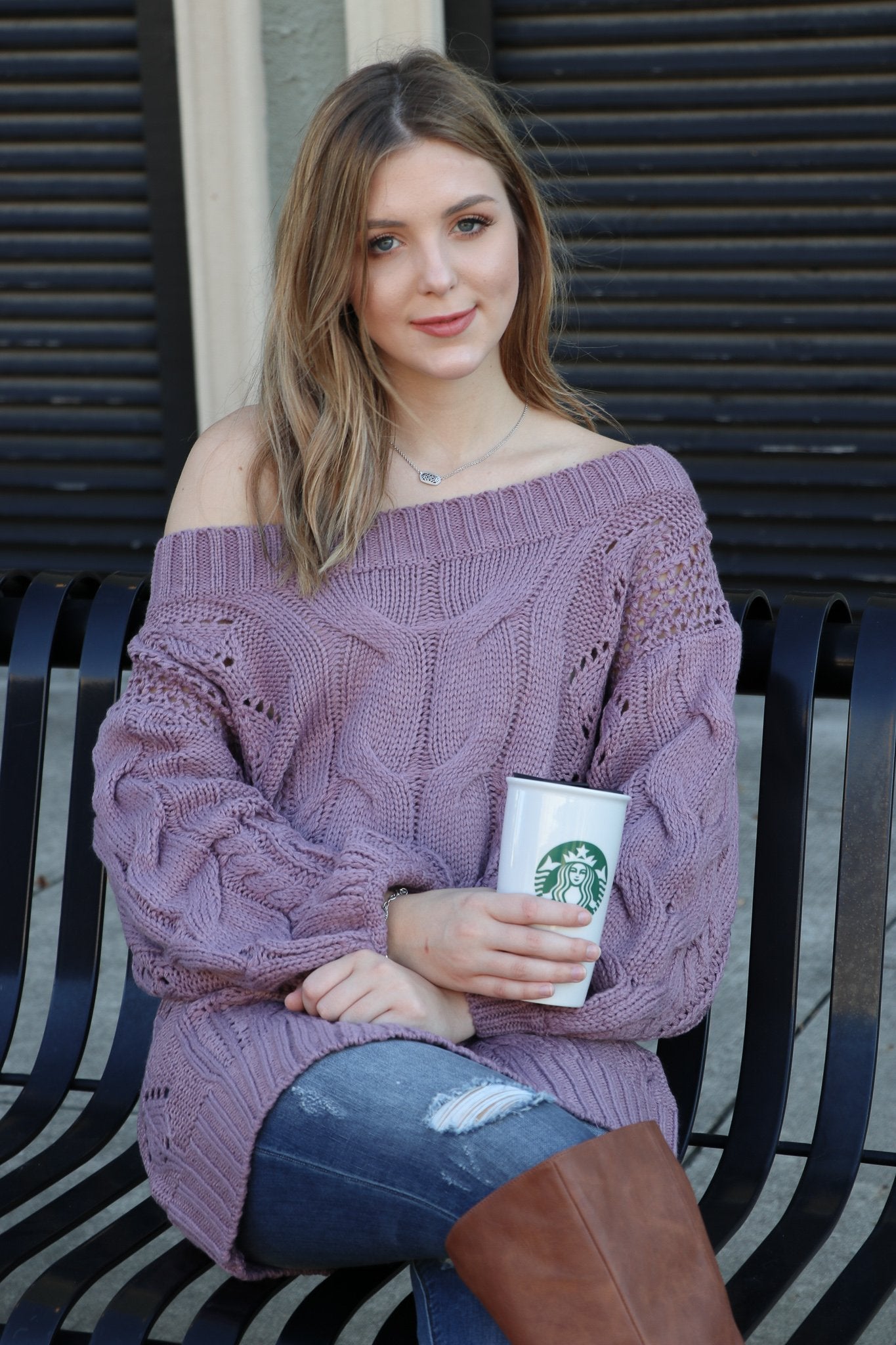 "When Autumn Calls" Knit Sweater (Purple)