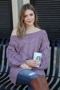"When Autumn Calls" Knit Sweater (Purple)