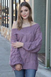 "When Autumn Calls" Knit Sweater (Purple)