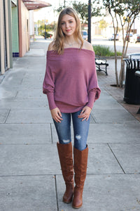 "Shrug It Off" Knit Top (Light Maroon)
