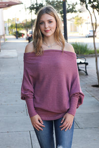 "Shrug It Off" Knit Top (Light Maroon)