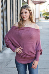 "Shrug It Off" Knit Top (Light Maroon)