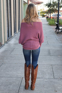 "Shrug It Off" Knit Top (Light Maroon)