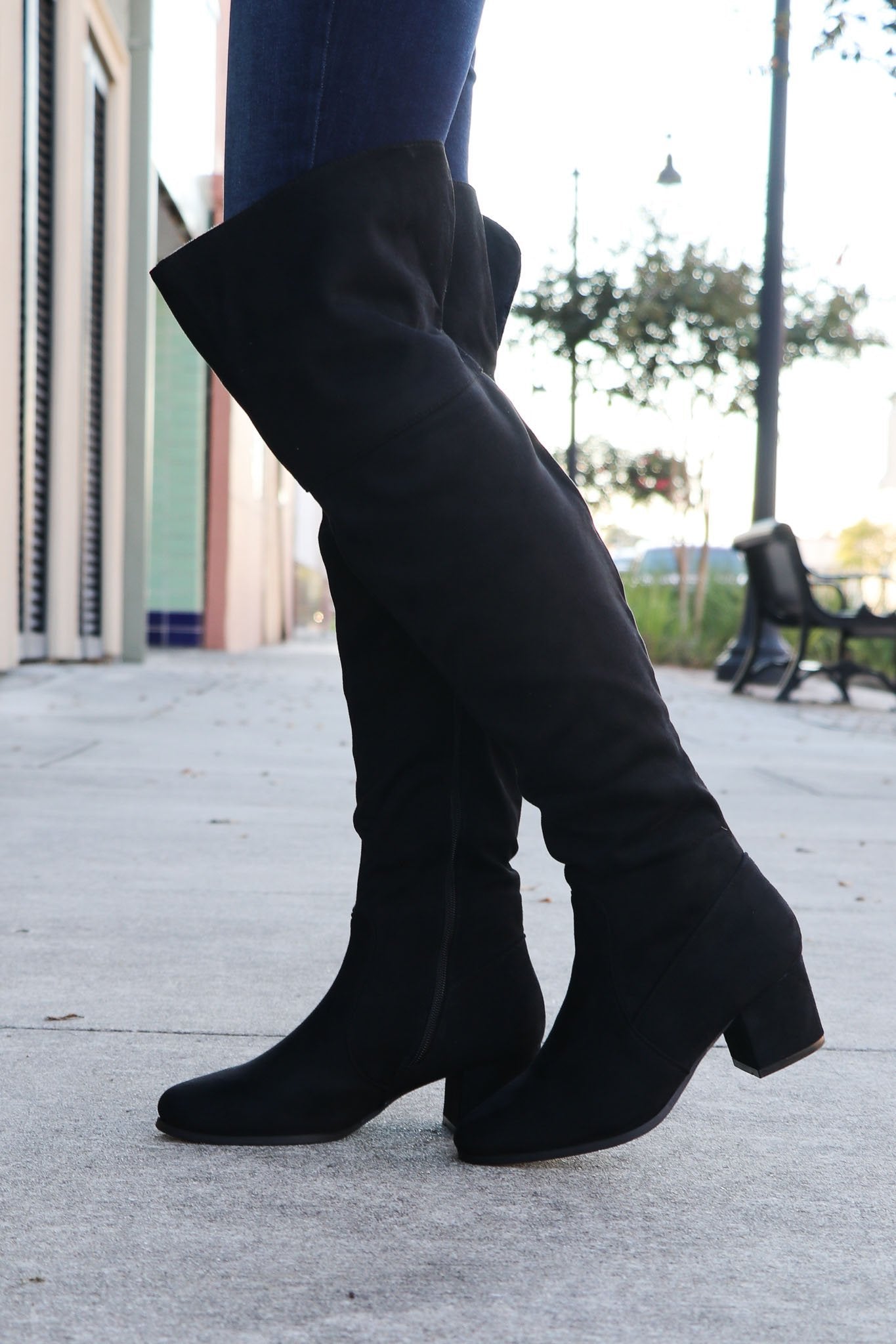 "Point Of View" OTK Boots (Black)