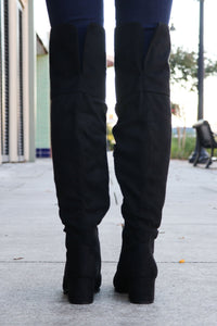 "Point Of View" OTK Boots (Black)