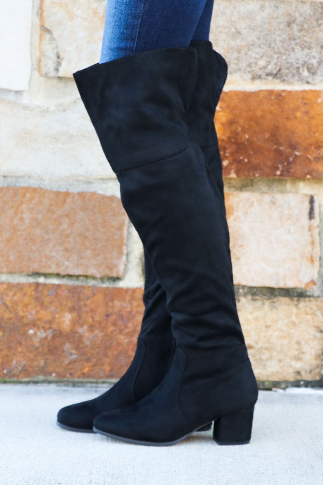 "Point Of View" OTK Boots (Black)