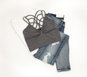 "The Spider Tease" Caged Bralette (Gun Metal)