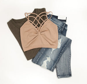 "The Spider Tease" Caged Bralette (Taupe)