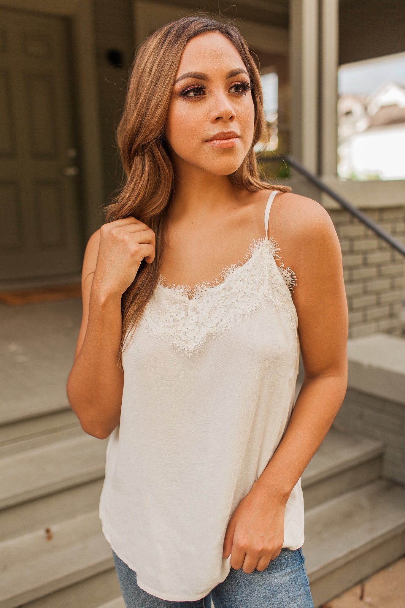 "For Dainty Details" Lace Cami (Cream)