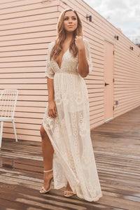 "Candle Light Romance" Maxi Romper (Natural)