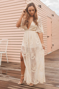 "Candle Light Romance" Maxi Romper (Natural)