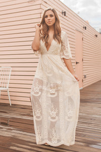 "Candle Light Romance" Maxi Romper (Natural)