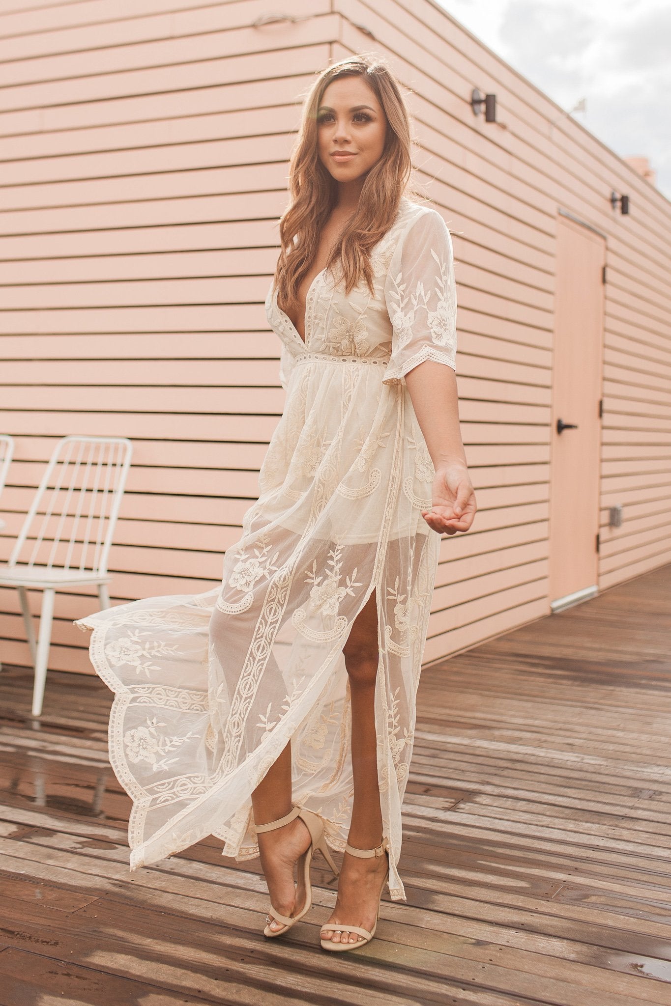 "Candle Light Romance" Maxi Romper (Natural)