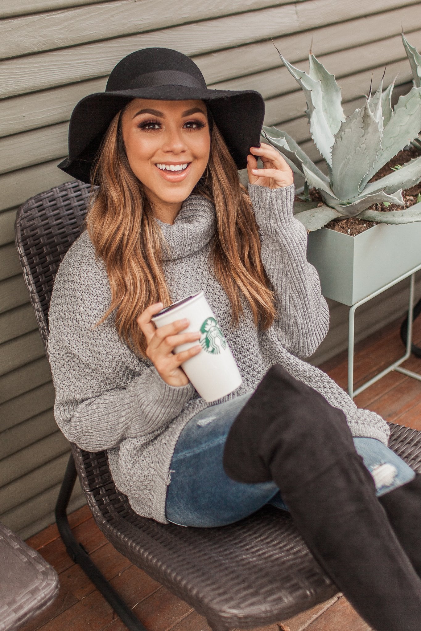 "Fall Is Coming" Knit Pullover (Grey)