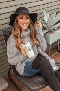 "Fall Is Coming" Knit Pullover (Grey)