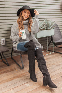"Fall Is Coming" Knit Pullover (Grey)