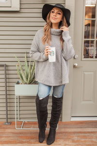 "Fall Is Coming" Knit Pullover (Grey)