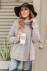 "Fall Is Coming" Knit Pullover (Grey)