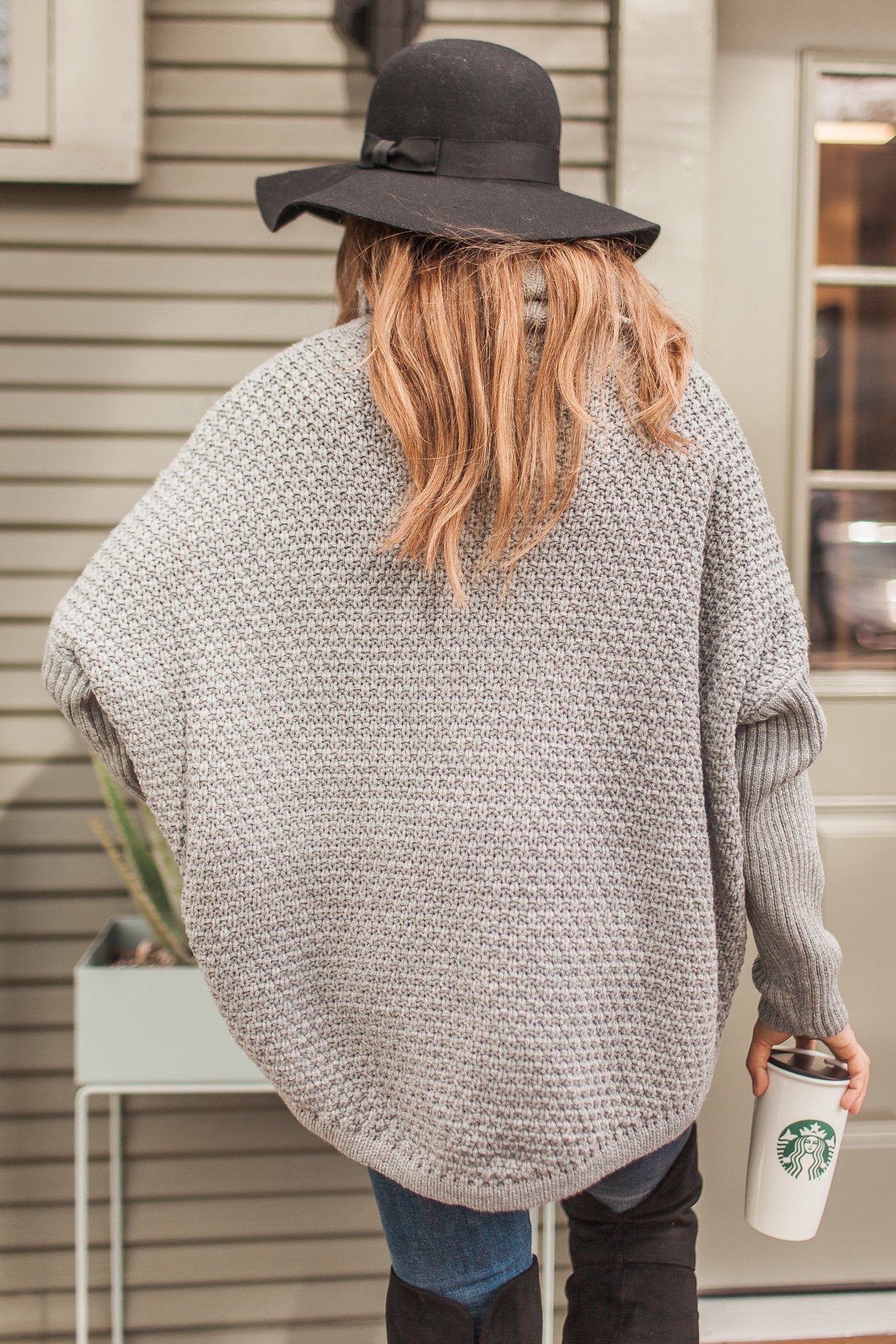 "Fall Is Coming" Knit Pullover (Grey)