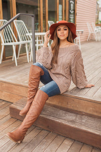 "When Autumn Calls" Knit Sweater (Mocha)