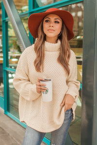 "Fall Is Coming" Knit Pullover (Beige)