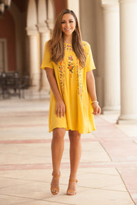 "Feeling So Vibrant" Shift Dress (Yellow)