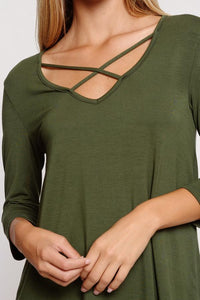 "Crossing The Lines" Knit Top (Olive)