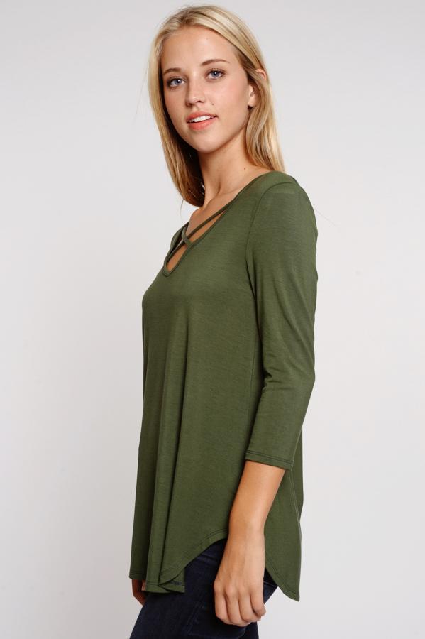 "Crossing The Lines" Knit Top (Olive)