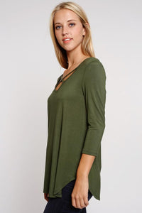 "Crossing The Lines" Knit Top (Olive)