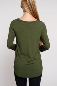 "Crossing The Lines" Knit Top (Olive)