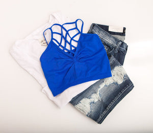 "The Spider Tease" Caged Bralette (Electric Blue)