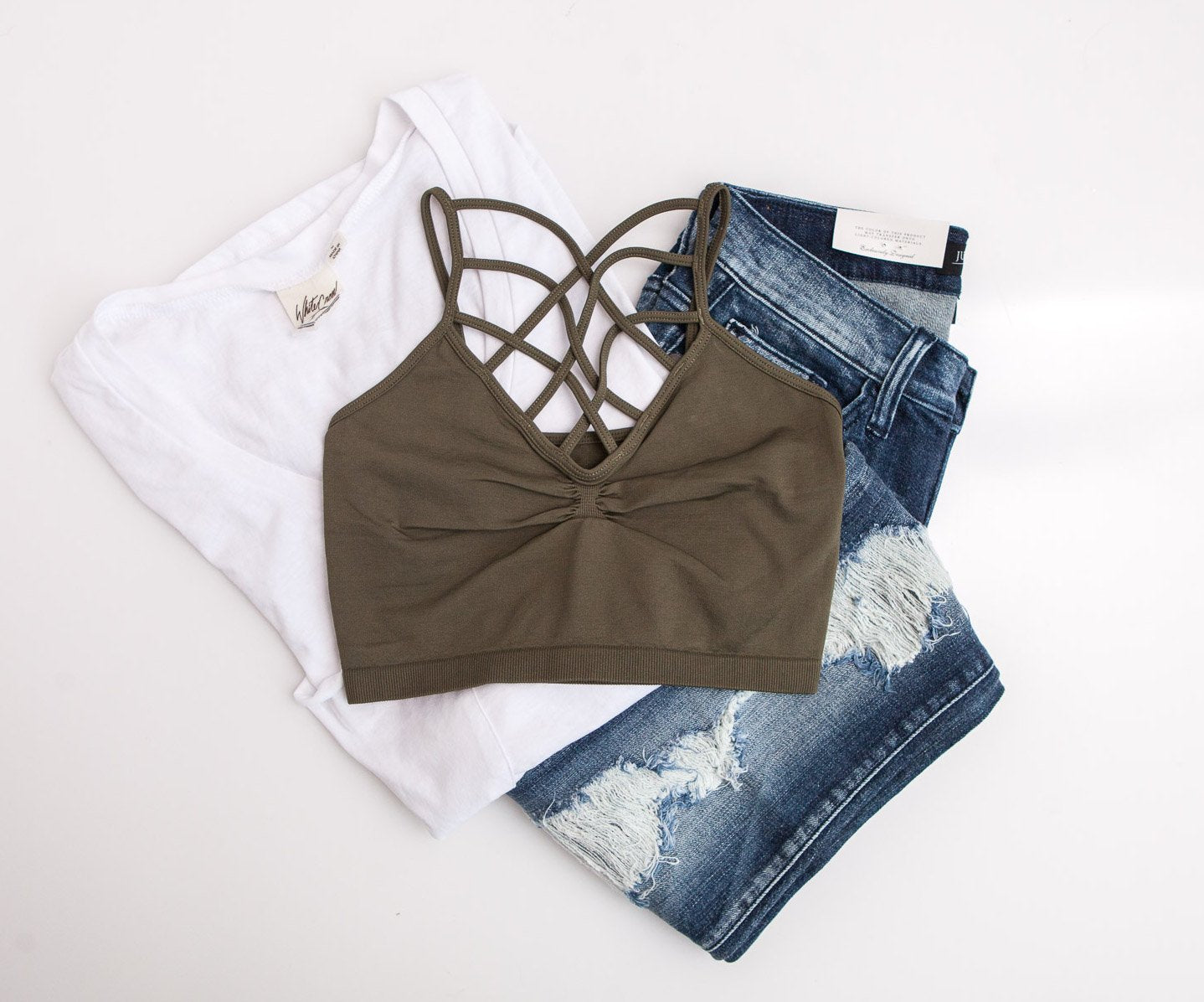 "The Spider Tease" Caged Bralette (Olive)