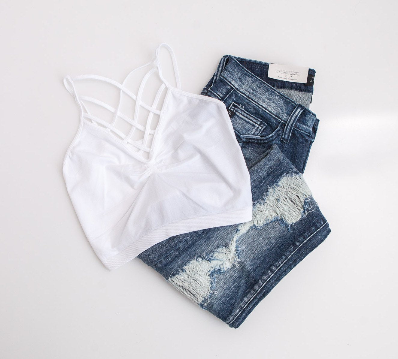 "The Spider Tease" Caged Bralette (White)