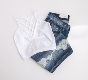 "The Spider Tease" Caged Bralette (White)