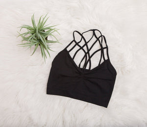 "Out Of Bounds" Strappy Bralette (Black)