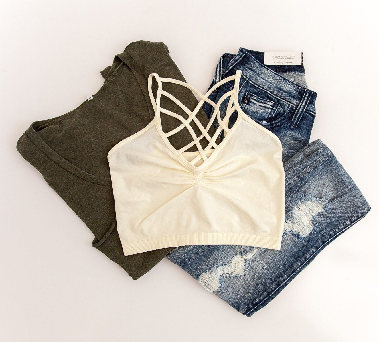 "The Spider Tease" Caged Bralette (Ivory)