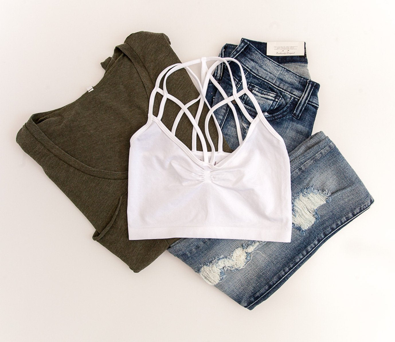 "Out Of Bounds" Strappy Bralette (White)