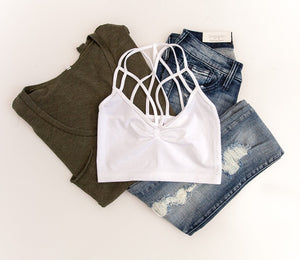 "Out Of Bounds" Strappy Bralette (White)