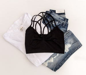 "Out Of Bounds" Strappy Bralette (Black)